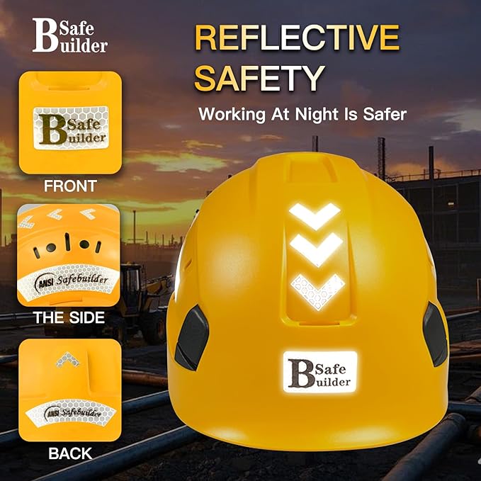Construction Safety Helmet ABS Hard Hat Adjustable Ventilation System Hardhats Industrial Work Head Protection for Men Certified ANSI/ISEA Z89.1