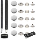 CRAFTMEMORE Snap Setter Fastener Kit Button Fixing Tool Ring-Socket Popper Setting Tool with 10 Silver Snaps #201 VT47 (15mm (0.59"))