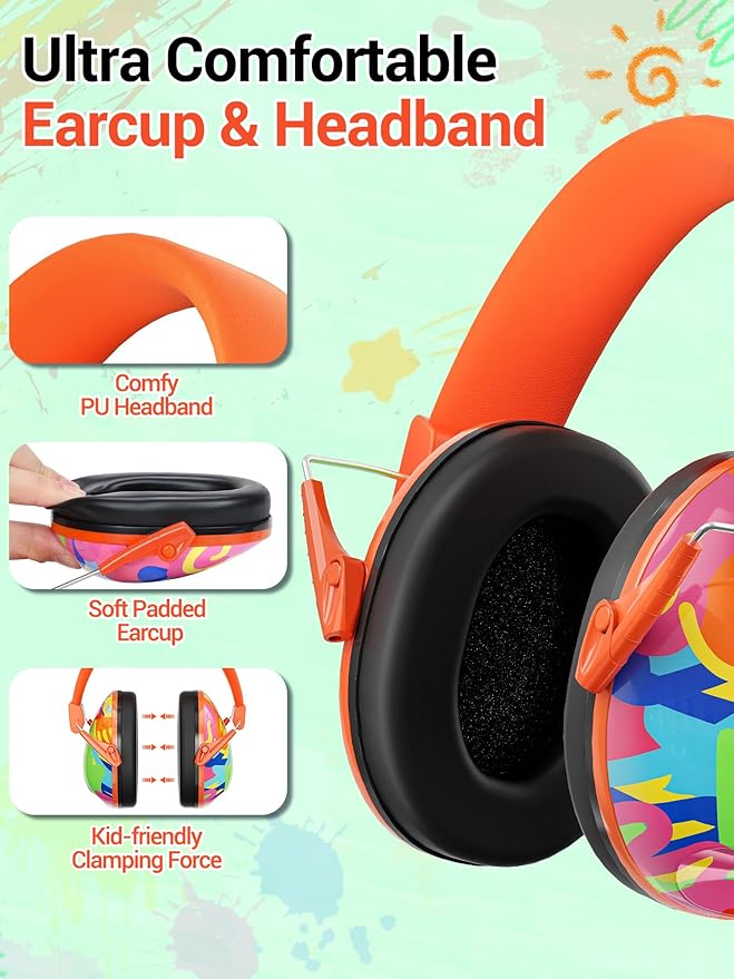 Dr.meter Kids Ear Protection Ear Muffs for Noise Reduction, 27.4dB Noise Cancelling Headphones for Toddlers, Kids Autism, Sensory Earmuffs, Hearing Protection Monster Truck Jam