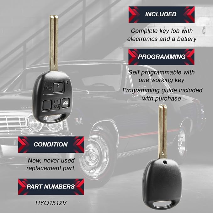 Key Fob fits ES300 SC300 SC400 Keyless Entry Remote 1998 1999 2000 2001 (HYQ1512V, 89785-50031) 2-Pack