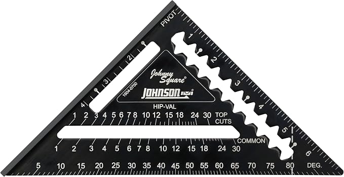 Johnson Level & Tool 1904-0700 Johnny Square Professional Easy-Read Aluminum Rafter Square, 7", Black, 1 Square