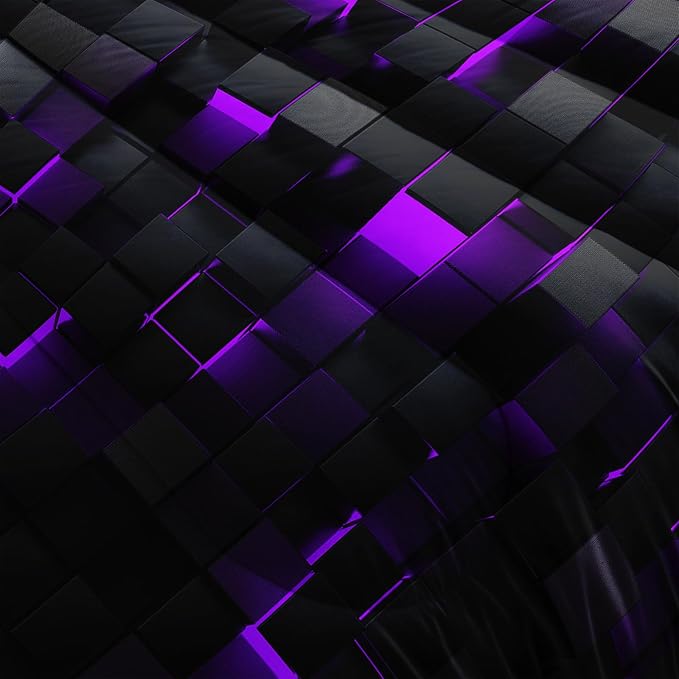 Geometric Violet Black Comforter Set,Light Honeycomb 3 Piece Bedding Set Twin Size for Teen Boys,Modern Bedding Quilt Set Geometry Decor,Microfiber Lightweight 1 Comforter 2 Pillowcases All Season