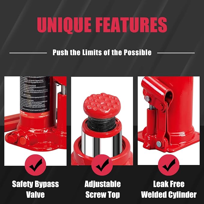 BIG RED T90213 Torin Hydraulic Welded Bottle Jack with Blow Mold Carrying Storage Case, 2 Ton (4,000 lb) Capacity, Red
