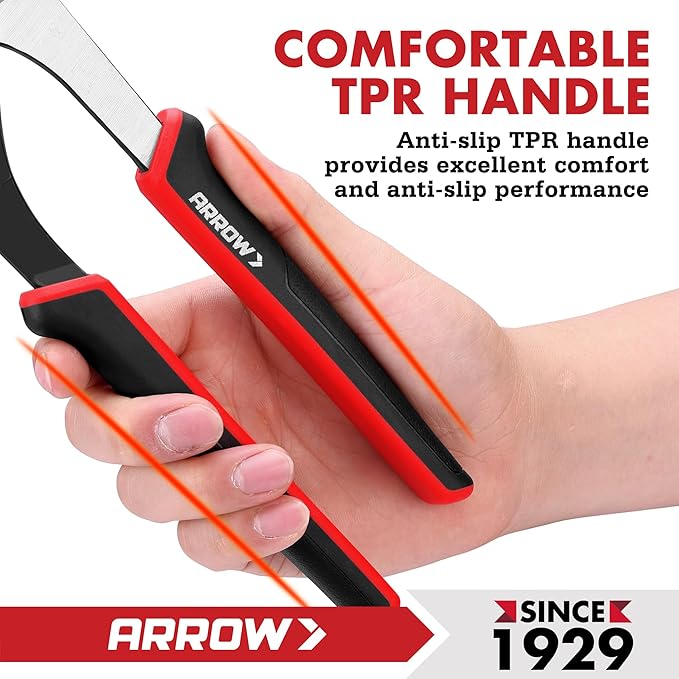 ARROW 10-Inch Groove Joint Pliers, Adjustable Water Pump Pliers with TPR Handle, High Carbon Steel Tongue and Groove Plier for Plumbing, Automotive and Household Repairs
