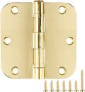 24 Pack Ball Bearing Round Polished Brass Door Hinges 3.5 Inch 5/8" Radius Anti Squeak Interior 3-1/2"Flat Bifold Standard Bedroom Indoor for Doors 3 ½" Hardware Essentials Home Decor Accessories