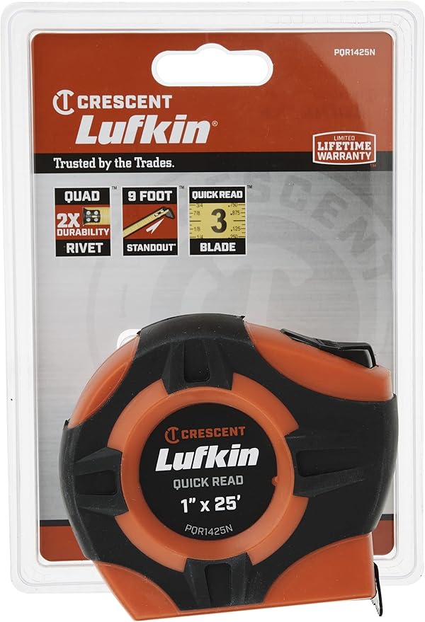 Crescent Lufkin Tape,1"X25', Quickread, Hi-Viz Orange - PQR1425N