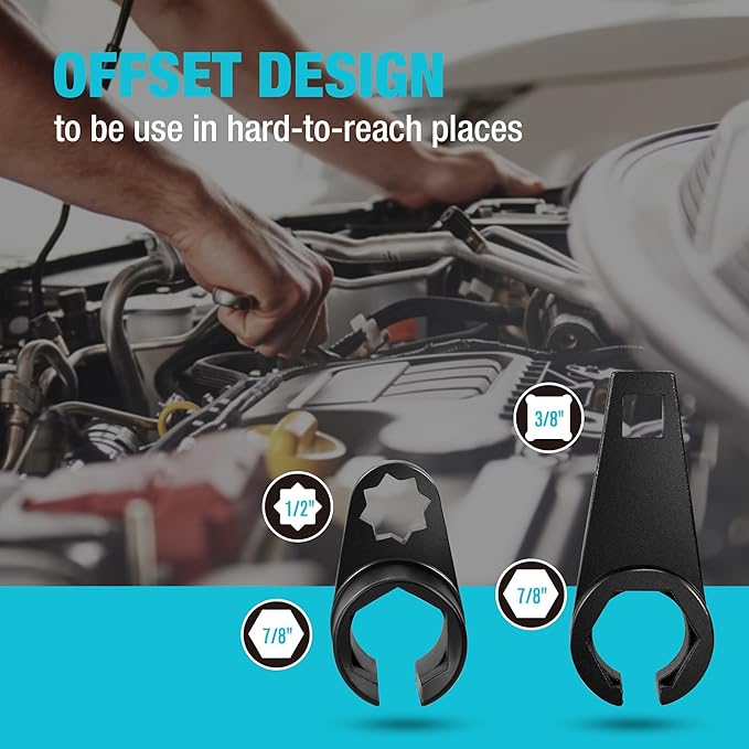DURATECH 7PCS O2 Oxygen Sensor & Oil Pressure Socket Set, 1/2" 3/8" Drive x 22mm (7/8") 27mm 29mm Oxygen Socket Wrench, O2 Sensor Remover Removal Tool