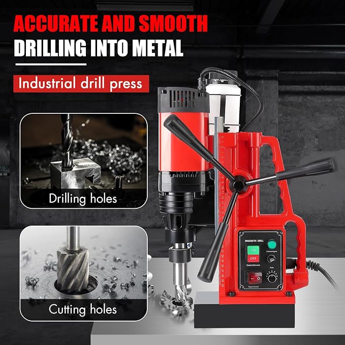 110V 1550W Magnetic Drill Press, 2" Drilling Capacity, 500 RPM, Variable Speed Single-Rail Portable Industrial Drill for Steel, Construction & DIY
