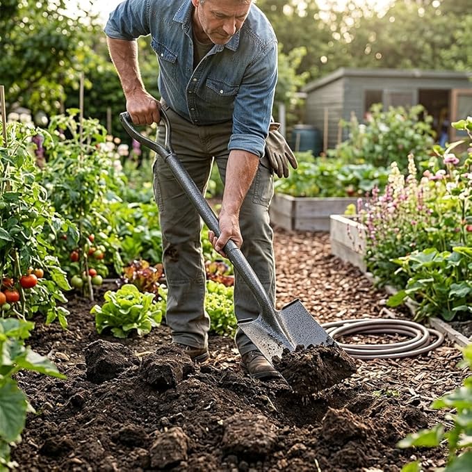 Small Garden Spade - Flat Short Shovels for Digging, Metal D Handle, 30 Inch Mini Hand Shovels, Heavy Duty