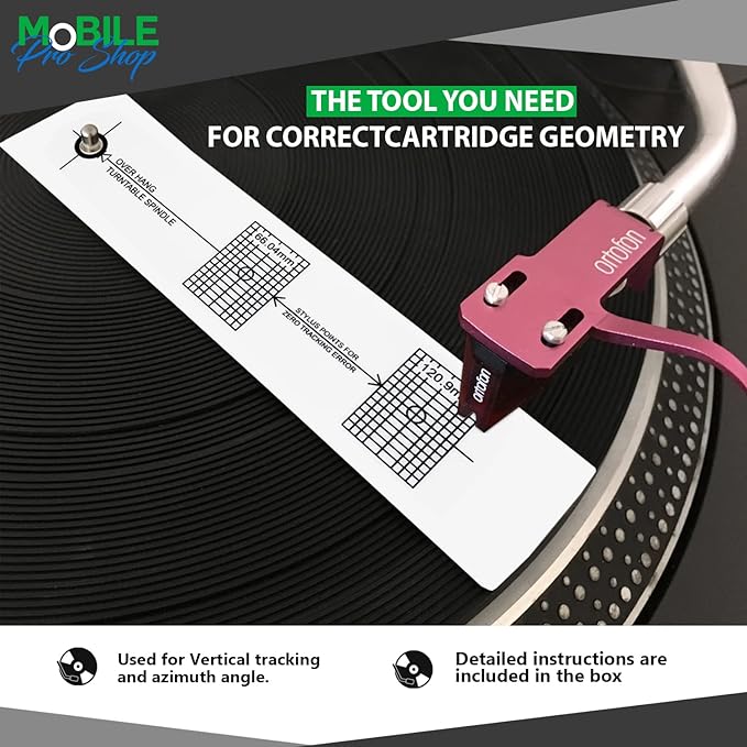 Turntable Azimuth Cartridge Alignment Protractor Set- Vinyl Record Player VTA Azimuth Ruler + Turntable Phono Cartridge Stylus Alignment Protractor