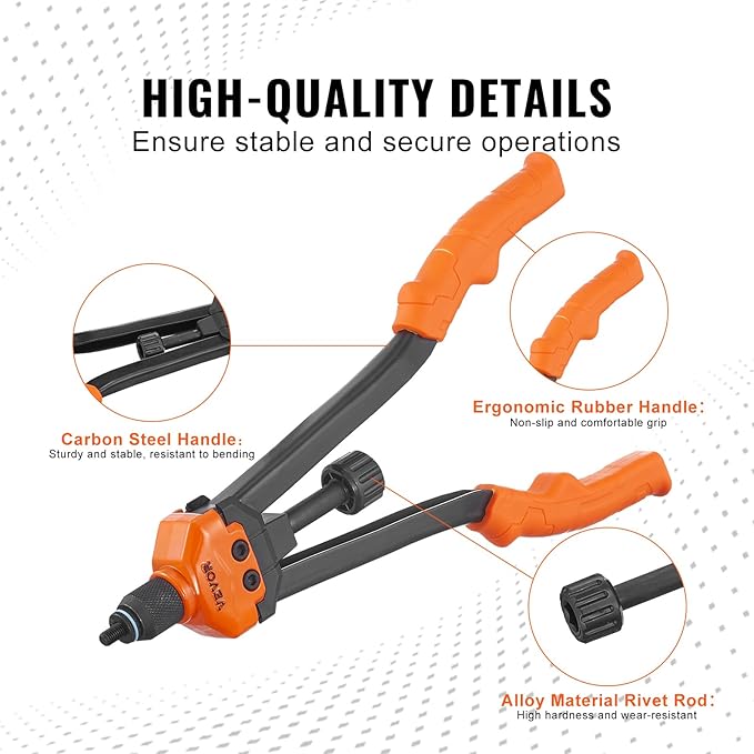VEVOR 16" Rivet Nut Tool, Labor-Saving Rivnut Tool Kit with 13PCS Metric & SAE Mandrels, 186PCS Rivet Nuts,M3, M4, M5, M6, M8, M10, M12, 1/4-20, 5/16-18, 3/8-16,1/2-13, 8-32, 10-24 with Carrying Case