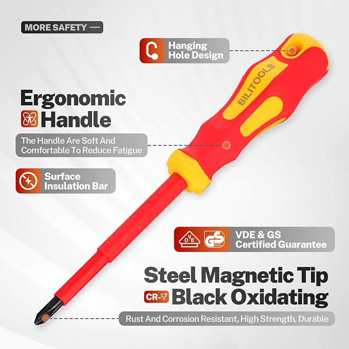 BILITOOLS 9-Piece 1000V Insulated Screwdriver Set with Magnetic Tips