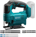 Cordless Jig Saw with Brushless Motor, 3 Adjustable Speed Settings, 45°-90° Cutting Angle, Compatible with T-Shaped Blades, Includes Dust Blowing Feature (Tool Only)