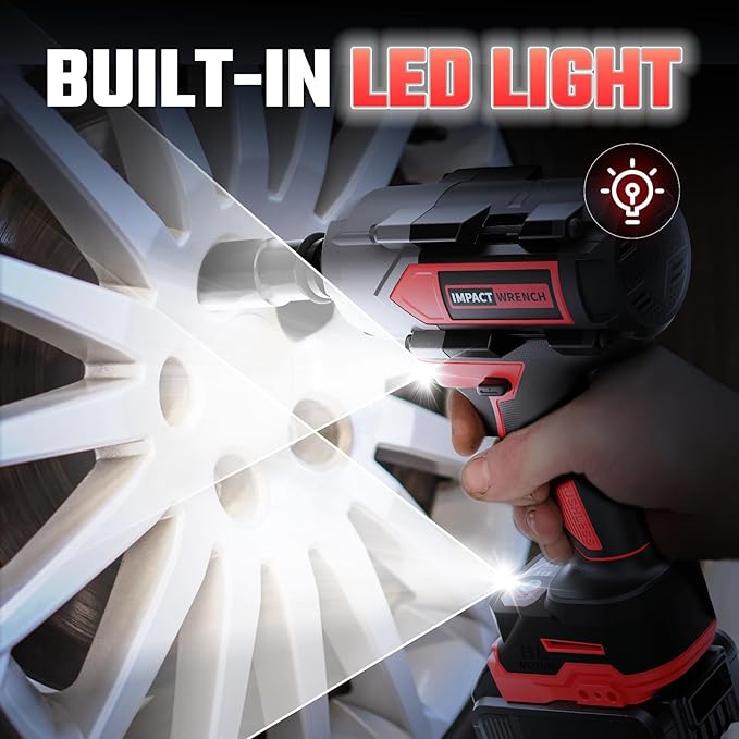 VERVEWAVE 1200N.m Impact Wrench for Milwaukee 18V Battery (no battery), 1/2” Cordless Impact Gun, 900Ft-lbs Electric Impact Driver with 3-Speed Control, 6 Pcs Impact Sockets Included, Tool Only