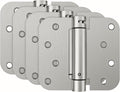 HOSOM 4 Pack Brushed Nickel Self Closing Door Hinges, 4 Inch 5/8'' Radius Corners Spring Door Hinge, Adjustable Tension for Garage, Front Door, Back Door, UL Listed, for Left and Right Hand Door