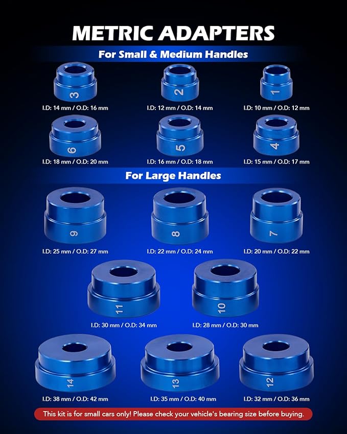 Orion Motor Tech 33pc Bearing Press Kit for Small Vehicles, Bearing Race and Seal Driver Set with Metric SAE Adapters, Seal Driver Set with 3 Knurled Handles
