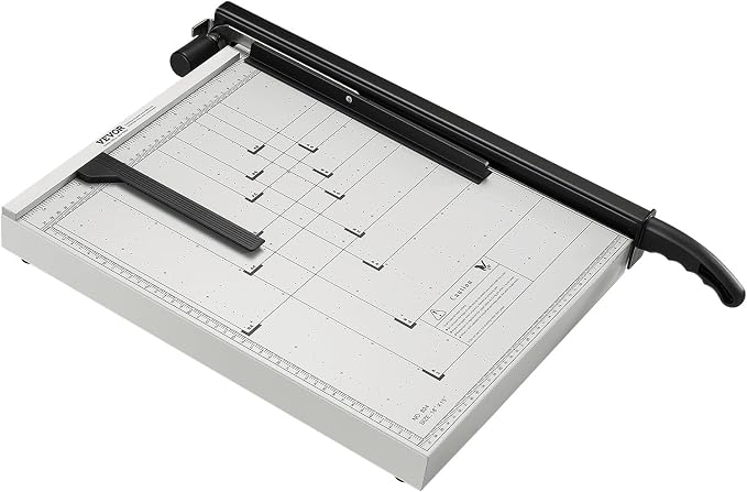 VEVOR Paper Cutter, 18 in Cut Length Guillotine Trimmer, 15-Sheet Capacity, Heavy-Duty Paper Cutter with Security Guard Rail/Blade Lock, Paper Trimmer for Cardstock, Cardboard, Home, Office & School