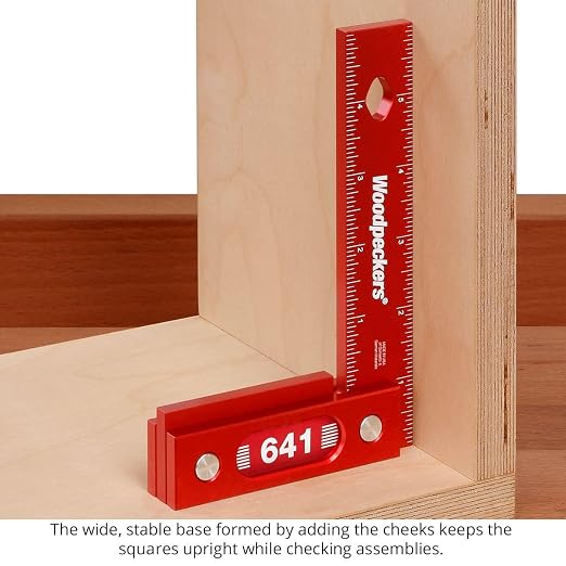 Woodpeckers Precision Woodworking Square, 150MM, Aluminum, USA Made, Feature Packed Metric Square, Self Standing, Shoulder Lip, Laser Engraved Scales