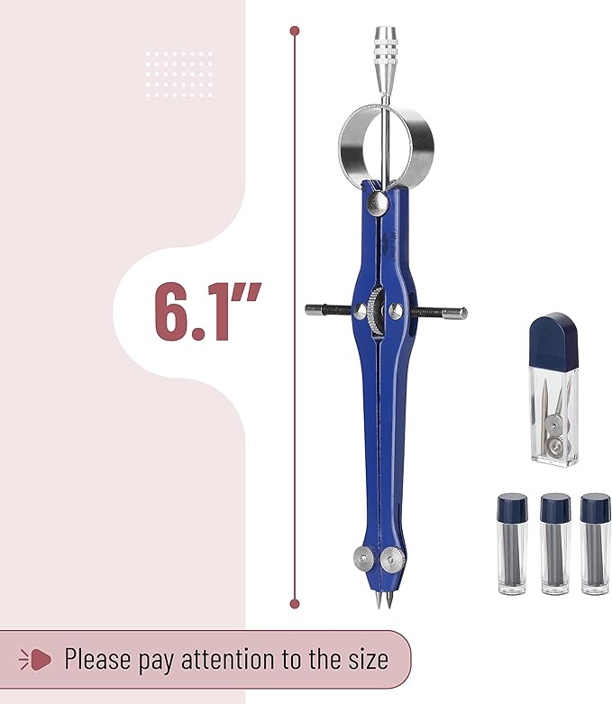 Mr. Pen- Professional Compass for Geometry, Extra Lead, Metal Compass Drawing Tool for Students, Drafting and Engineering, Technical Drawings, Circles and Geometry Projects
