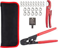 PEX Cinch Clamp Crimping Tool,Pex Crimp Kit for 3/8" to 1" Stainless Steel Clamps Including 20pcs 1/2",10pcs 3/4" Clamps with Pipe Cutter,PEX Pipe Tubing Connect Tools Suit US F2098 Standards