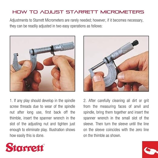 Starrett Outside Micrometer with One-Piece Spindle, Satin Chrome Finish and Advanced Sleeve Design - Quick and Easy Adjustment, 5-6" Range, .0001" Graduation - T436.1XRL-6