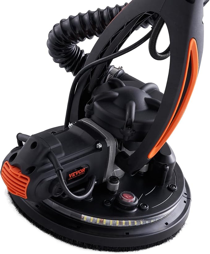 VEVOR Wall Smoother, 900W Electric Tool with 12 Sanding Discs, 800 to 1800 RPM Speed, 3 Vacuum Hoses, Collapsible for Ceiling Use, Dual LED Lights, Telescoping Handle, and Built-in Dust Collector