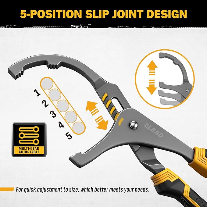 ELEAD Adjustable Oil Filter Wrench Set - 9" & 12" Pliers for Cars, Trucks, Motorcycles - Durable Carbon Steel, Ergonomic Grip, Easy Access Design
