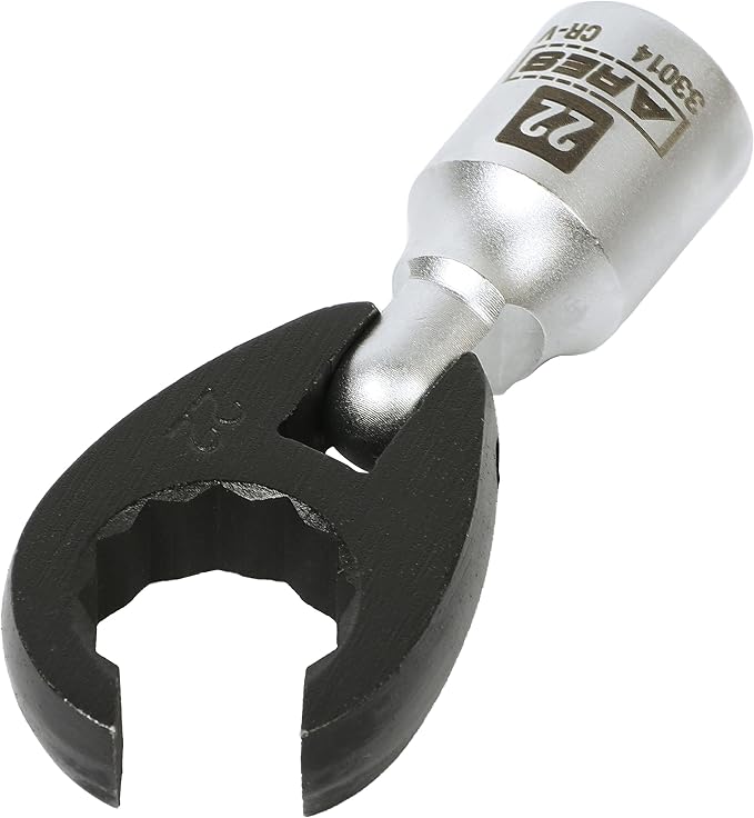 ARES 33014 1/2-In Drive Flexible Crowfoot O2 Sensor Wrench - 22mm 12pt | 180-Degree Flex Head for 90-Degree Access to Hard-to-Reach Bolts