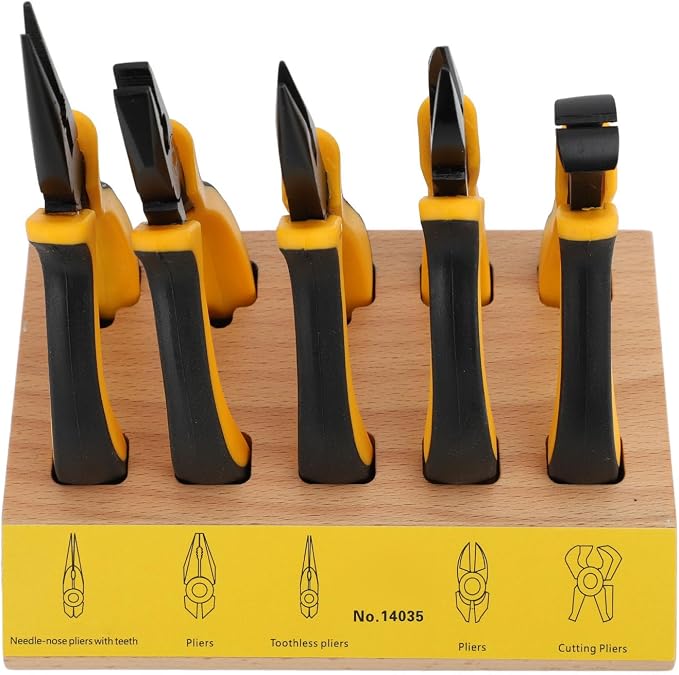 Cryfokt Mini Pliers Set with Wood Pallet, 5Pcs Watch Repair Tool