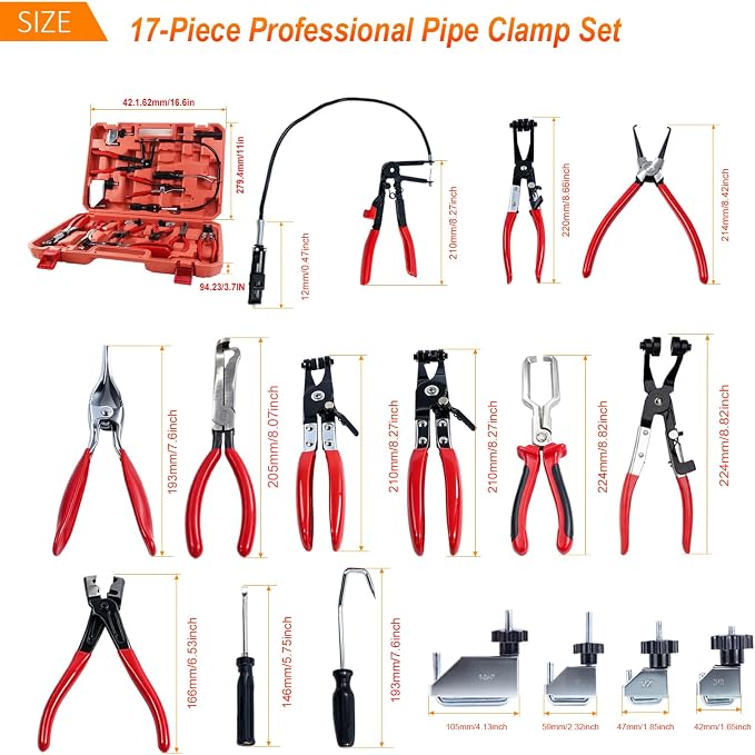 17PCS Hose Clamp Pliers Set,Hose Clamp tool kit