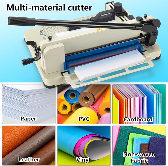 Ecraft Heavy Duty 12" Guillotine Paper Cutter - 400 Sheet Capacity,Solid Steel with HSS Blade,Industrial Commercial Trimmer for Office,School,Print Shop,Safety Lock & Clear Grids