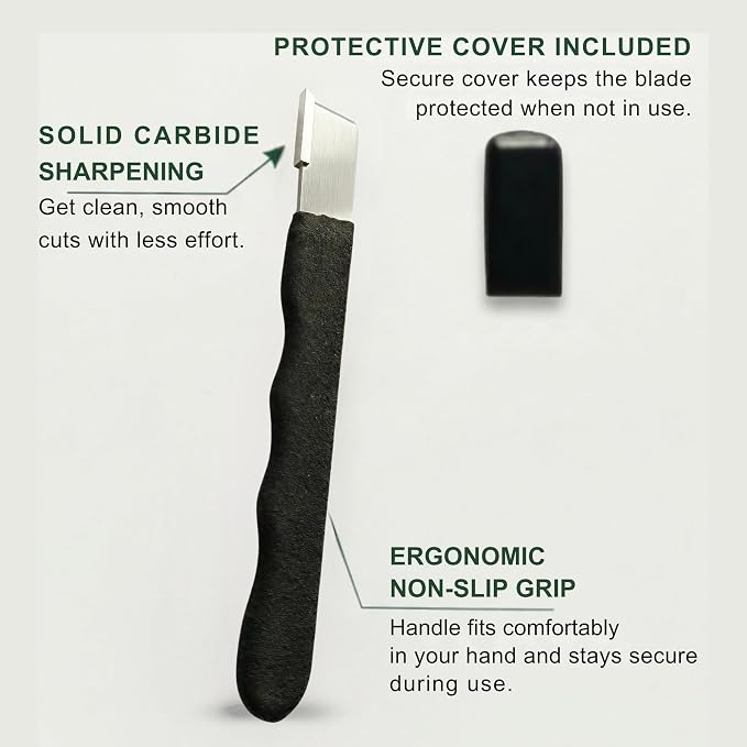 Garden Guru Garden Tool Blade Sharpener - 5" Handheld & Multi-Purpose Solid Carbide Sharpener w Protective Cover, Ergonomic Non-Slip Handle for Pruners Loppers Shears Knives Scissors Axe