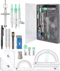 Mr. Pen- Geometry Set, 15 pcs, Green, 6 Inch Swing Arm Protractor, Divider, Set Squares, Ruler, Compasses and Protractor