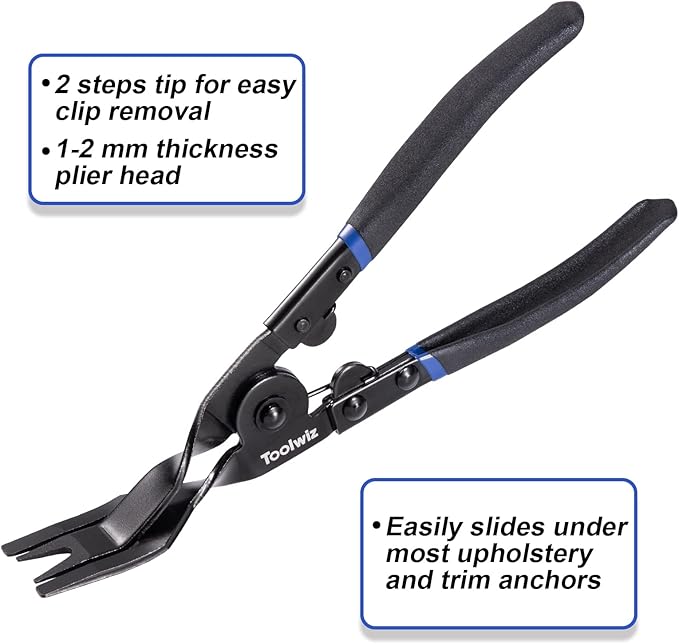 Toolwiz Panel Removal Tool Universal Auto Door Car Upholstery Trim Clip Removal Plier - Car Interior Clip Fastener Panel Pliers Automotive Prevents Damage to Trim Vehicle Dash Radio Audio Installer