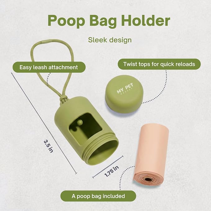 No Pull Dog Harness and Leash Set 3-in-1 Adjustable Anti Pull Dog Harness with Hands-Free Matching Leash,Poop Bag Holder,Easy Walk Dog Harness Medium Sized Dog(Olive Green)