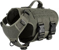 ICEFANG No Pull Tactical Dog Harness for Medium Dogs,Adjustable Dog Vest | Control Handle,MOLLE Panel,Front Hook,3 Leash Clips,Soft Padded,for walking training,Green,Medium