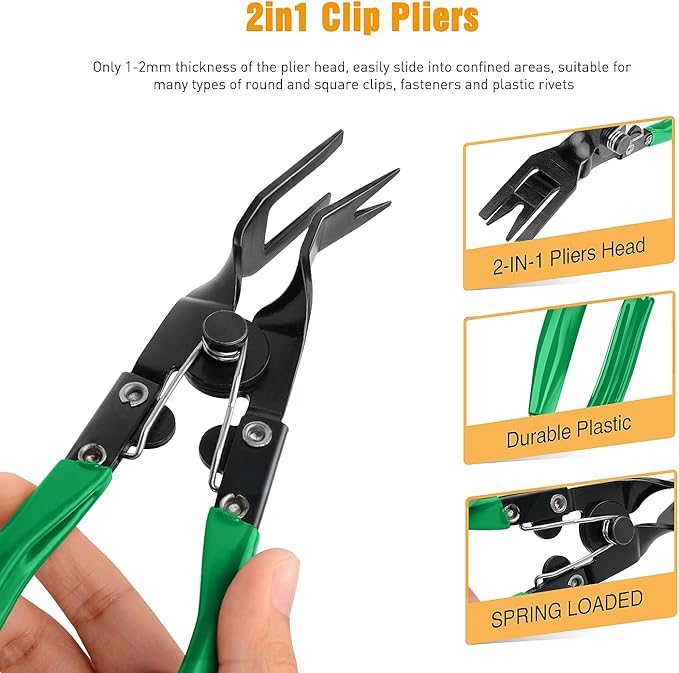 GOOACC Auto Trim Removal Tool Set 3Pcs No Scratch Pry Tool Kit with Storage Bag for Car Body Clips Door Panel Car Clips Dashboard Repair Green