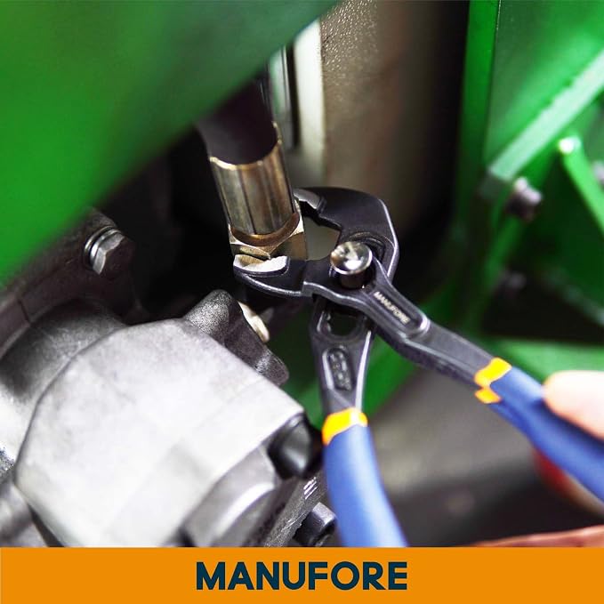MANUFORE Water Pump Pliers, 7/10/16 Inch Tongue and Groove Pliers Set | Quick Release Design, Deep V-Jaw Teeth for Firm Grip, Comfort Grip and High Carbon Steel for Gripping Pipes, Rods, Shafts