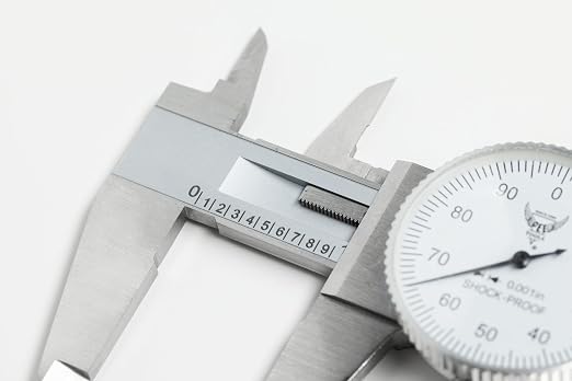 PEC Dial Caliper 0-6 Inch, Stainless Steel Precision Measuring Tool with Shock-Proof Dial, High Accuracy ±0.001"