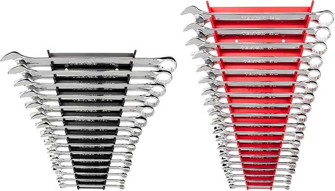 TEKTON Combination Wrench Set, 34-Piece | WCB91301 | (1/4 - 1 in., 6 - 24 mm), Wrench Rack, Chrome Finish
