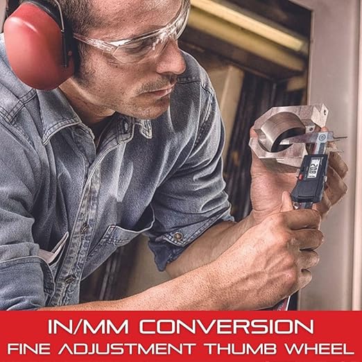 Starrett Stainless Steel Electronic Slide Caliper - 0-6" Range, .0005" Resolution, LCD Display, Fine Adjustment Thumb Wheel, in/mm Conversion - EC799A-6/150