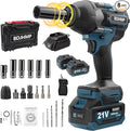 Cordless Impact Wrench 1/2 Inch, 1500 N.m/1106ft-lbs Brushless Impact Gun Compatible with Makita 18V Batteries, 3000 RPM High Torque Electric Power Impact Driver Set for Car Home (Blue With Battery)