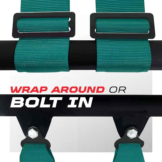 1pc 50 Cal Teal 4 Point Harness 3" Straps, Racing Harness Seat Belt | Ultra Kush padding, Push Button quick release hardware. Universal Fit for UTV, RZR, race car.