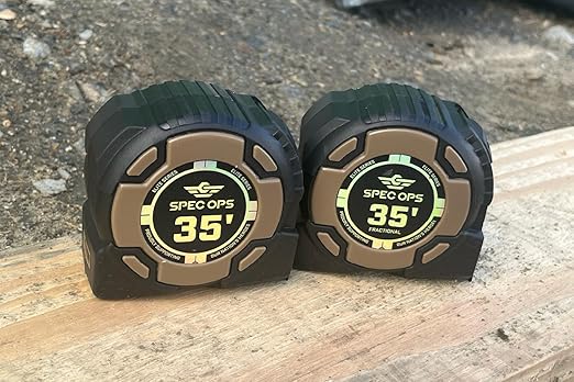Spec Ops Tools Heavy Duty Tape Measure for Framing & Construction, 1 1/4" Double-Sided Blade, Retractable, Elite Series, 35 Foot Non-Magnetic