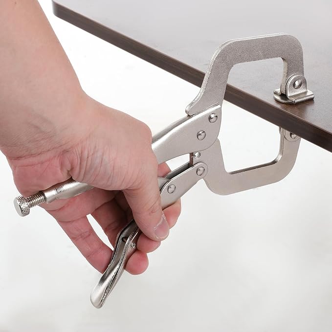 4 Pcs Heavy Duty C-Clamp Locking 6 Inch, 9 Inch, 11 Inches Vise Grip Clamps with Swivel Pad Locking Pliers Adjustable Welding Clamp for Electrician Maintenance, Wood Working, Welding and Craftsmen