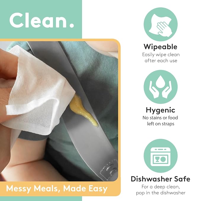 5 Point Silicone High Chair Harness - Wipe Clean - Gray | Easy-Wipe Silicone