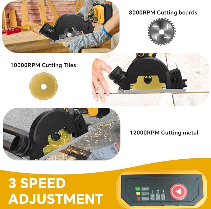 Cordless Mini Circular Saw for Dewalt 20v Battery, 4" Brushless Power Circular Saws, 12000RPM Small Circular Saw，2 Blade, Cutting Depth 0.8"(20mm) for Metal, Wood, Plastic(No battery)