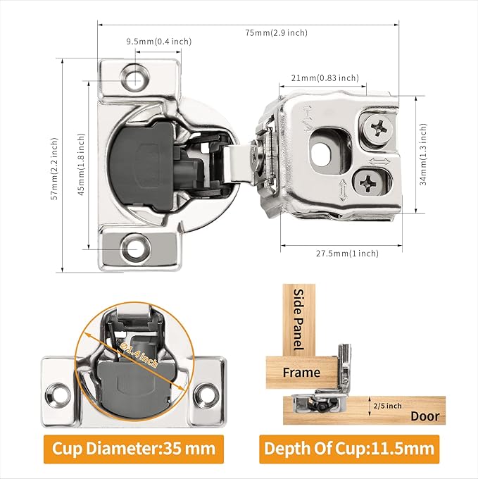 Chibery 30 Pack 1-1/4" Overlay 3D Soft Close Concealed Hinge for Face Frame Door, Smooth Slow Self Closing Hinges, Satin Nickel, Hidden 105° Open Angle Stainless Steel Hinge for Kitchen Cabinet Door