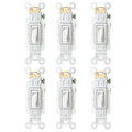 Baomain 6-Pack 15 Amp Toggle Light Switch, 3-Way, Residential/Commercial Grade, On/Off Switch, Glossy White, UL Certified