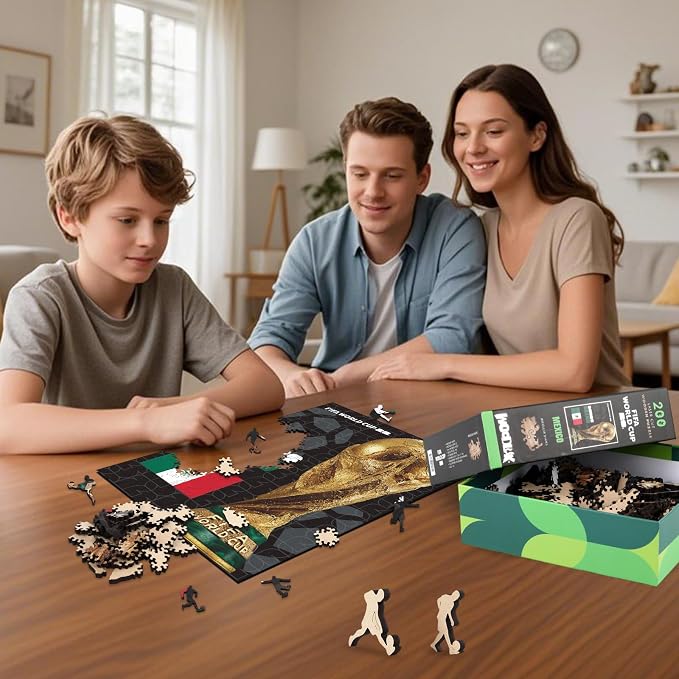 FIFA Mexico Poster Wooden Puzzle for Adult, 200 Pieces Irregular Shape Puzzle, 5MM Thick,Creative Collectible Gift for Fans, Officially Licensed Product, 9.3 x 12